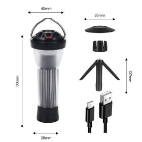 3000mAh Camping Lantern with Magnetic Base Similar To Blackdog Goal Zero Lantern 5 Lighting Modes Led Flashlights Emergency Lamp (Color: 1 Set Black)