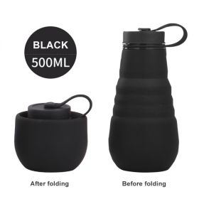 500ml Large Capacity Silicone Folding Water Bottle High Temperature Resistance Outdoor Sports Bottle Travel Portable Cup (Color: 1, Capacity: 500ML)